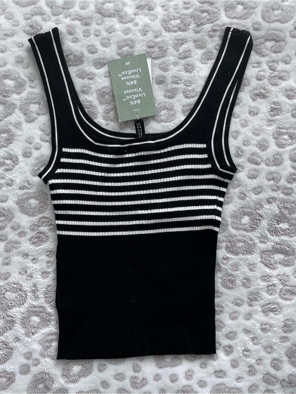 H&M Black & White Striped Ribbed Tank Top
